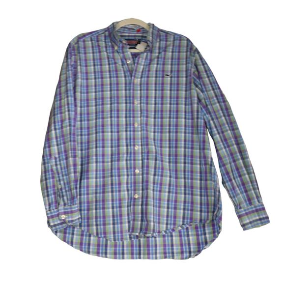 Vineyard Vines by Shep Ian Button Down Shirt Mens L Purple Slim Fit 100% Cotton - Picture 1 of 14